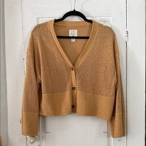 Billabong Crochet-Style Button Front Cardigan Sweater - Mustard